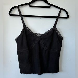 Black Lacy Cropped Tank Top